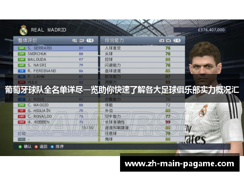 葡萄牙球队全名单详尽一览助你快速了解各大足球俱乐部实力概况汇