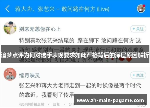 追梦点评为何对选手表现要求如此严格背后的深层原因解析